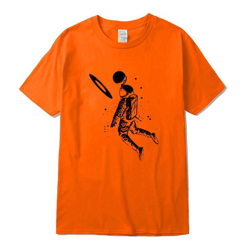 Herr T-shirt Hög Kvalitet 100% Bomull Roligt Månastronauttryck Sommar Casual Lös Herr T-shirt O-hals Herr T-shirt Tees Toppar