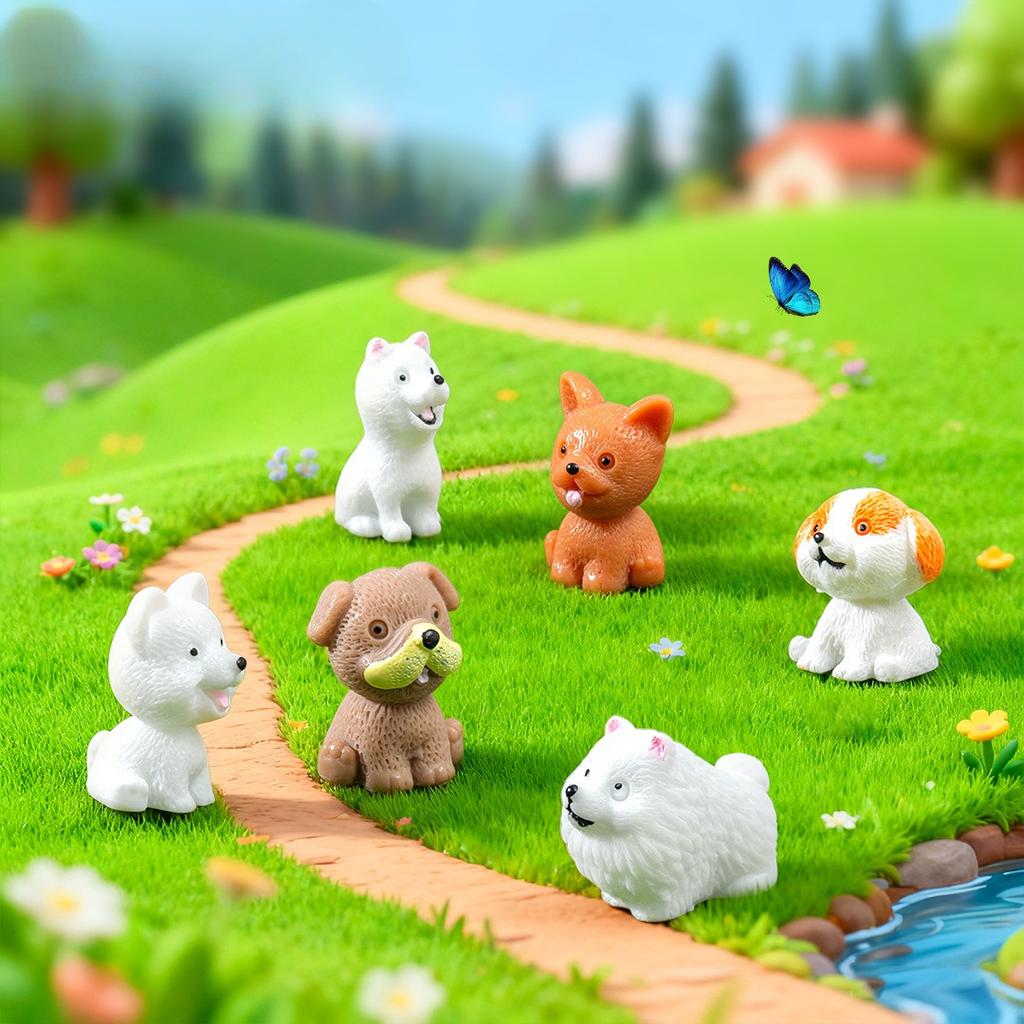 Mix 12 Mini Cute Puppies, Micro Landscape Resin, Creative Simulation Cartoon Dog Ornaments, Diy Dog Decoration Accessories