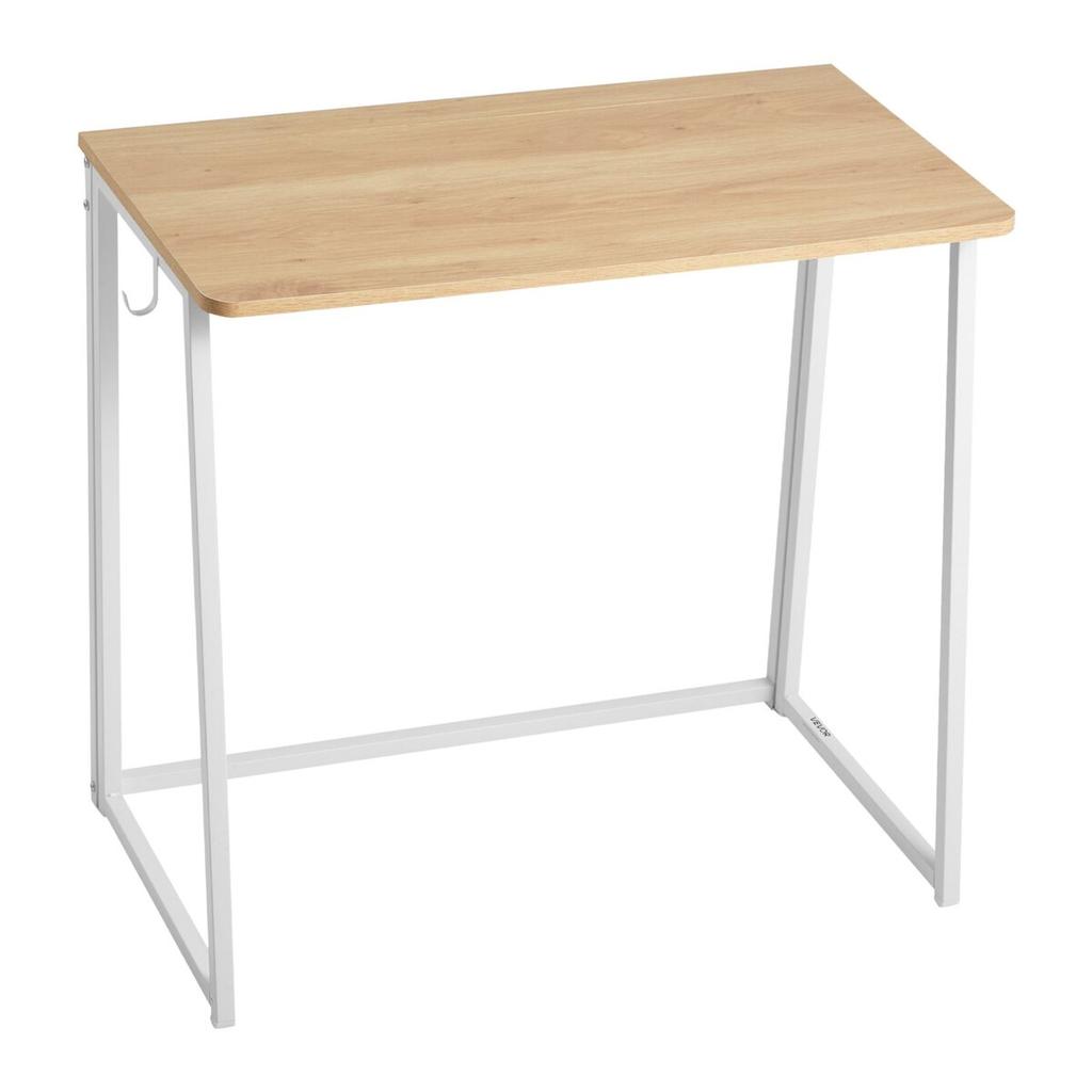 Folding Desk, 80 Cm Small Foldable Table for Compact Spaces, Space Saving Computer Table, Sturdy Particleboard with Storage Hooks, Writing Workstation