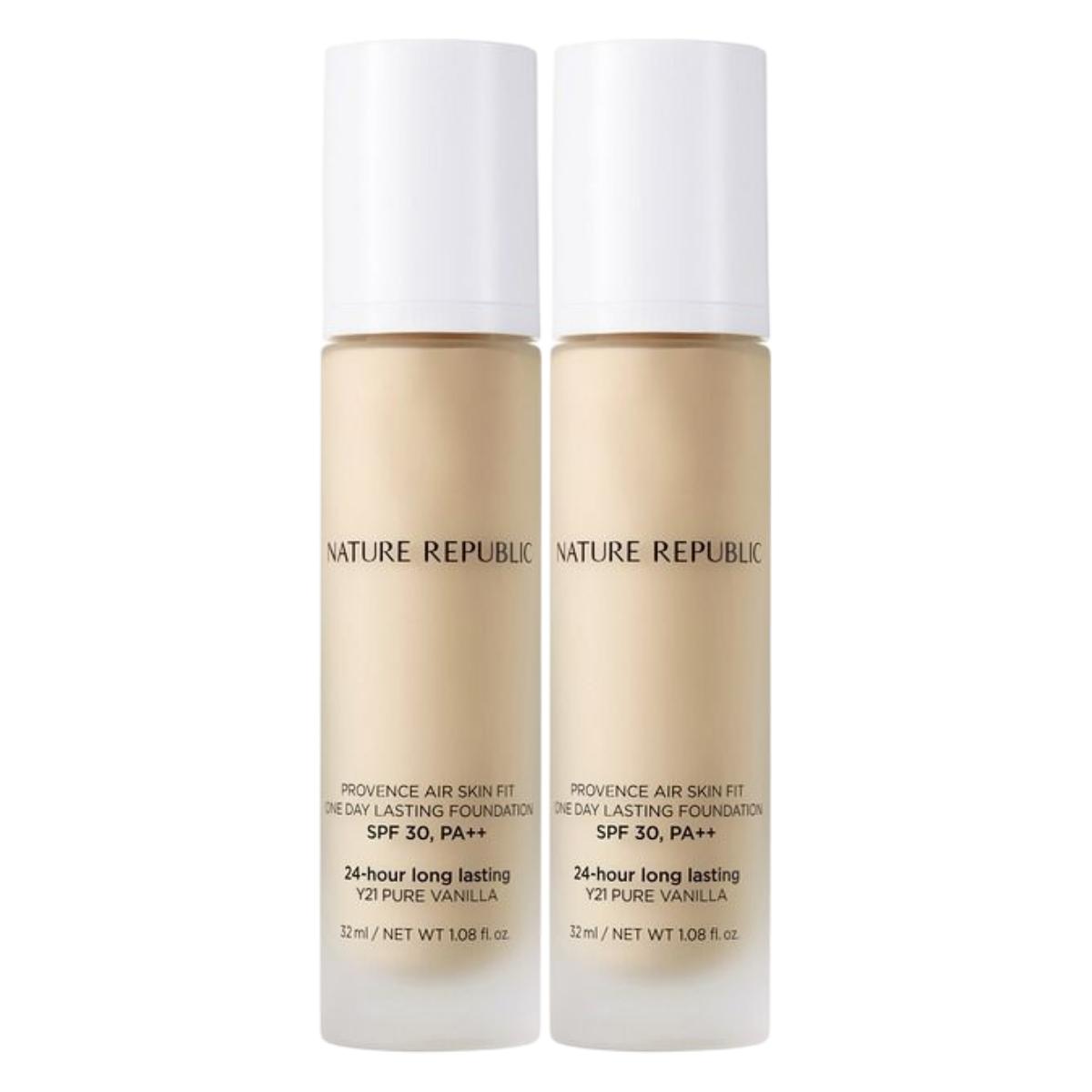 

Nature Republic Provence Air Skin Fit One Day Lasting Foundation Y21 Pure Vanilla 30ml x 2