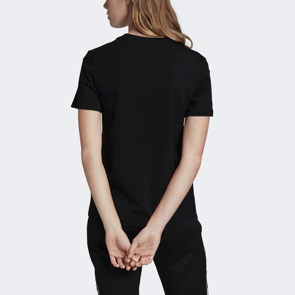 Adidas Originals Trefoil Tee Color Block Logo Print Sports American Vintage Crew Neck Short Sleeve T-Shirt Women Tops Black FM3311