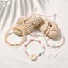 Sweet Shell Flower Heishi Beads Bracelet Set for Women Dainty Frangipani Starfish Rice Beads Elastic Bracelet Party Jewelry Gift