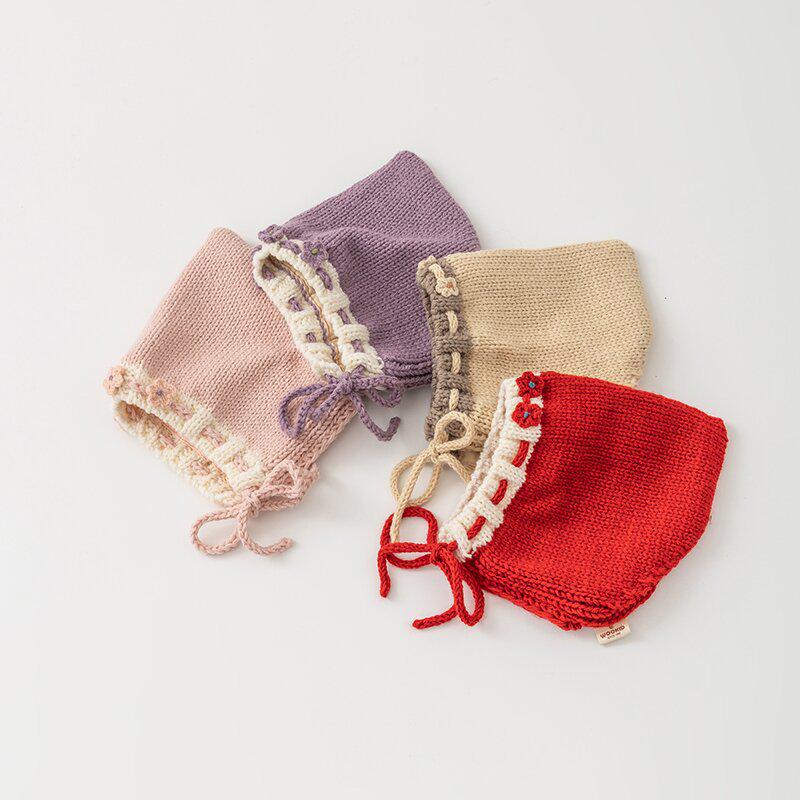 Korean-Style Hand-Knitted Wool Hat for Newborns – Warm, Windproof, and Ear-Protective for Boys and Girls.
