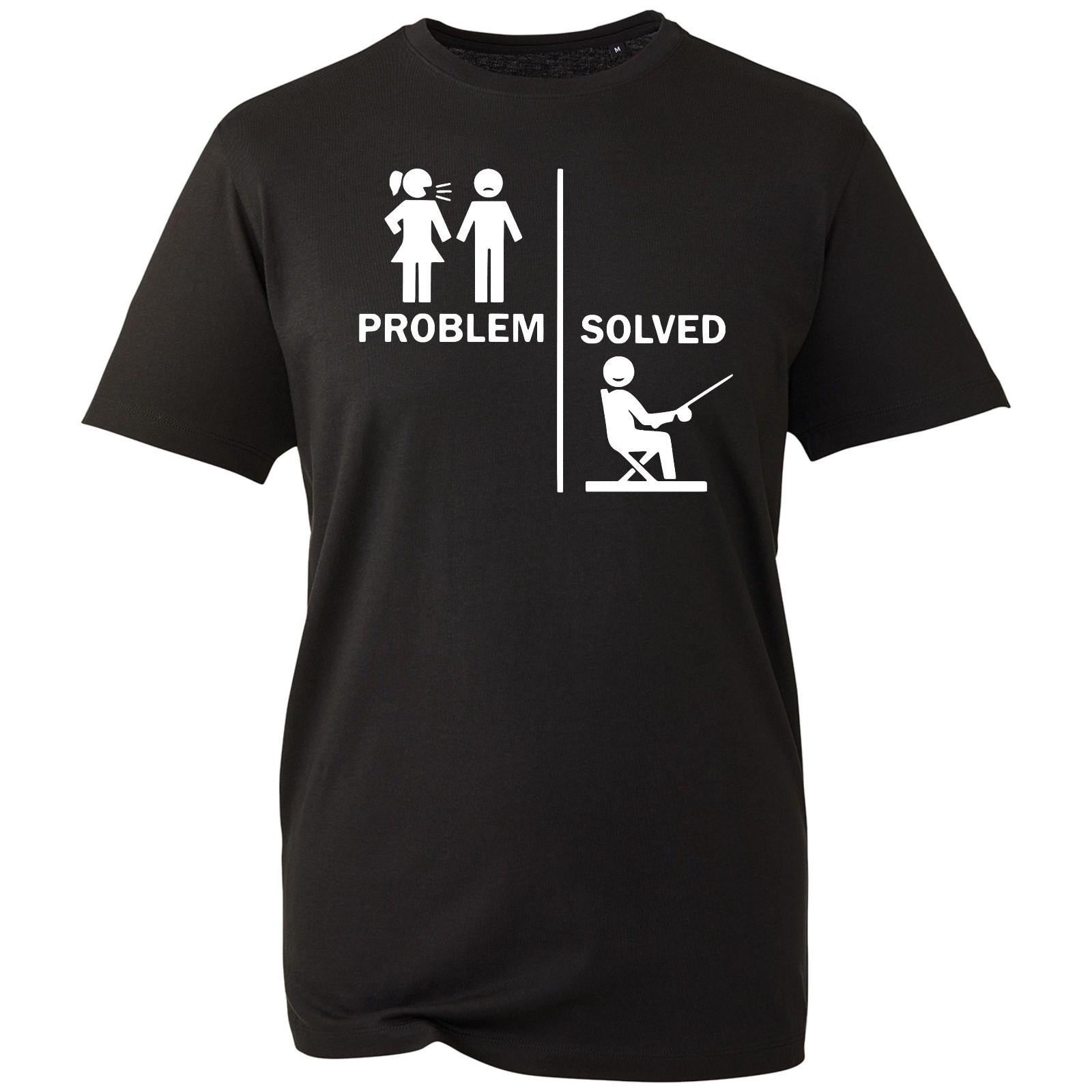 Problem Solved T-shirt Funny Fishing Lovers Sarcastic Top Men s Unisex Gift Tee M