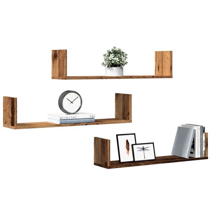 VidaXL Wall Shelves 3 Pcs Old Wood 80x18x18 Cm Engineered Wood 853297