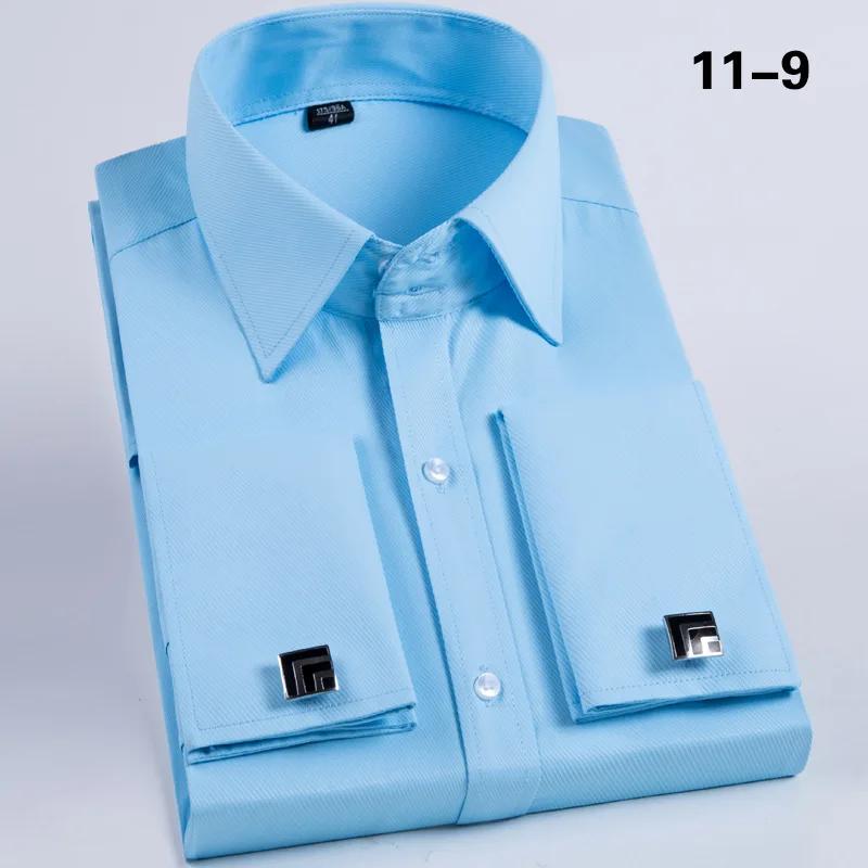 Wedding Shirt Men's Slim Fit Long Sleeve Business Dress Shirts with French Cuffs and Cufflinks Perfect for Formal Banquet