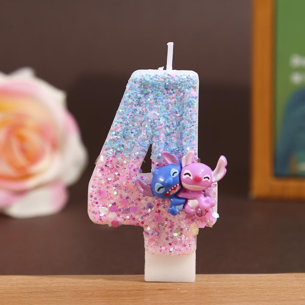 Creative Blue Stitch Digital Birthday Cake Candles - Cute and Festive