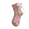 Women's Spring and Summer New Ribbon Bow Breathable Ballet Wind Tube Pile Socks