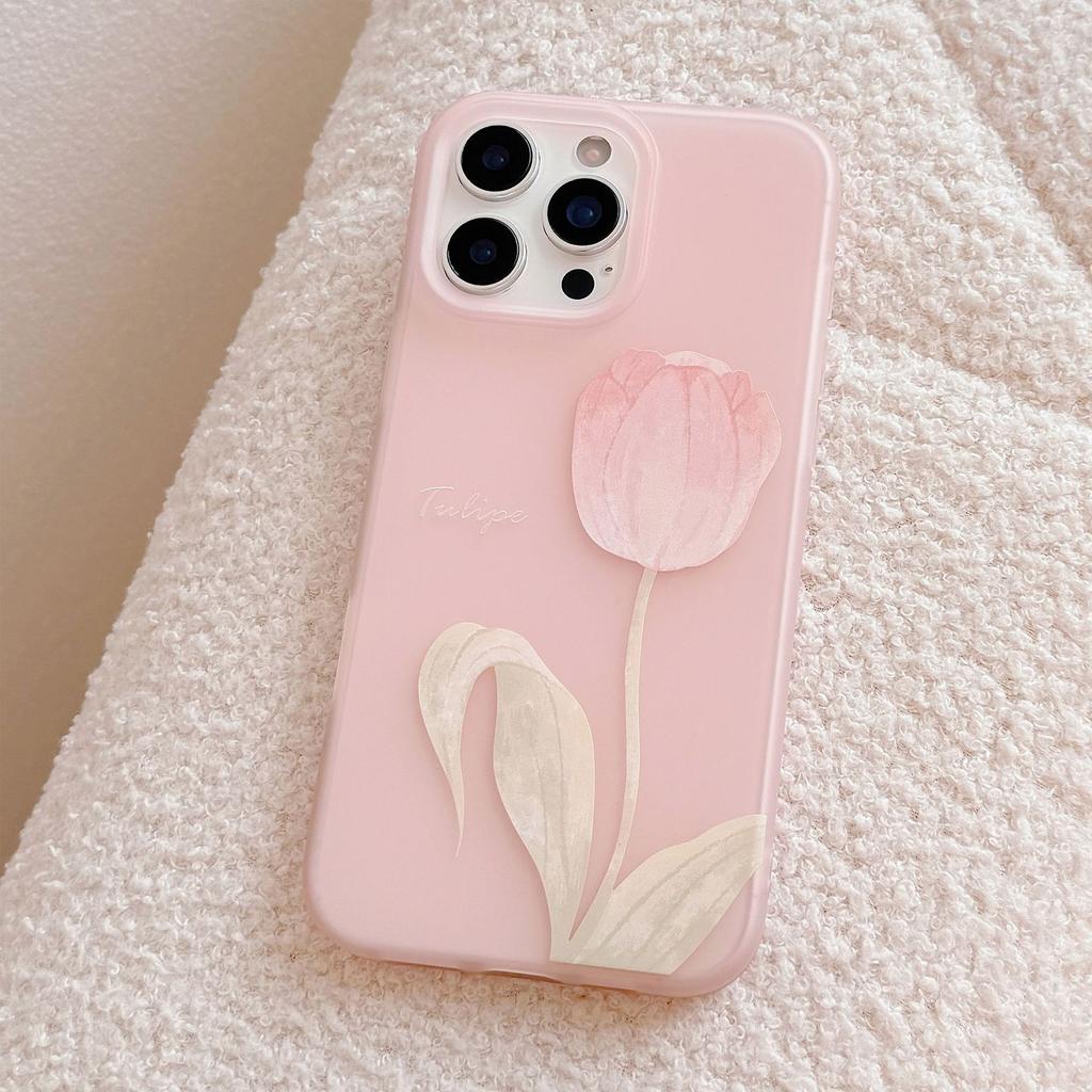 Beautiful and Suitable for Apple 16 Mobile Phone Case 17promax Gentle Powder Tulip Iphone1513 Silicone 11