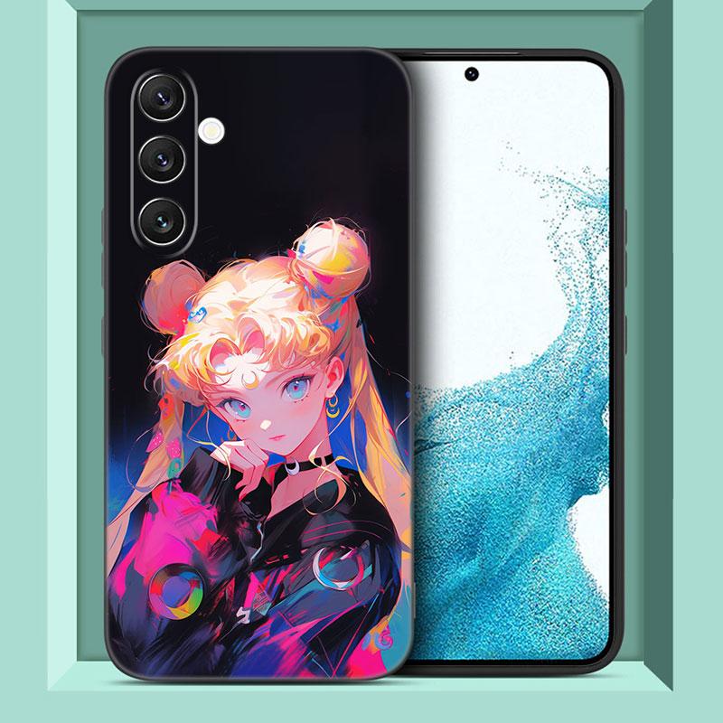 Японский мультяшный чехол Sailor Moom для телефона Samsung A13 A32 4G A23 A25 A34 A35 A52S A53 A54 A55 A73 A12 A14 A15 A31 A33 A50 A51 A72