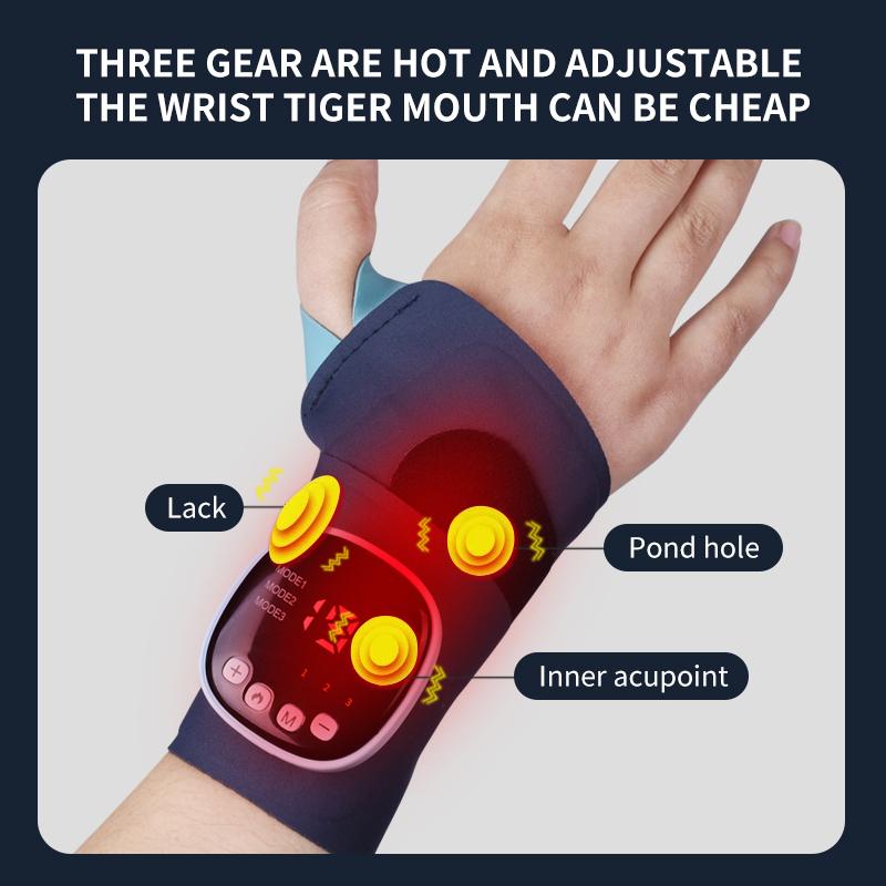 Cordless Wrist Massager with Heat USB Rechargeable Warm Pad Wrist Brace Wrap with Massage for Wrist Carpal Tunnel Fatigue Relief