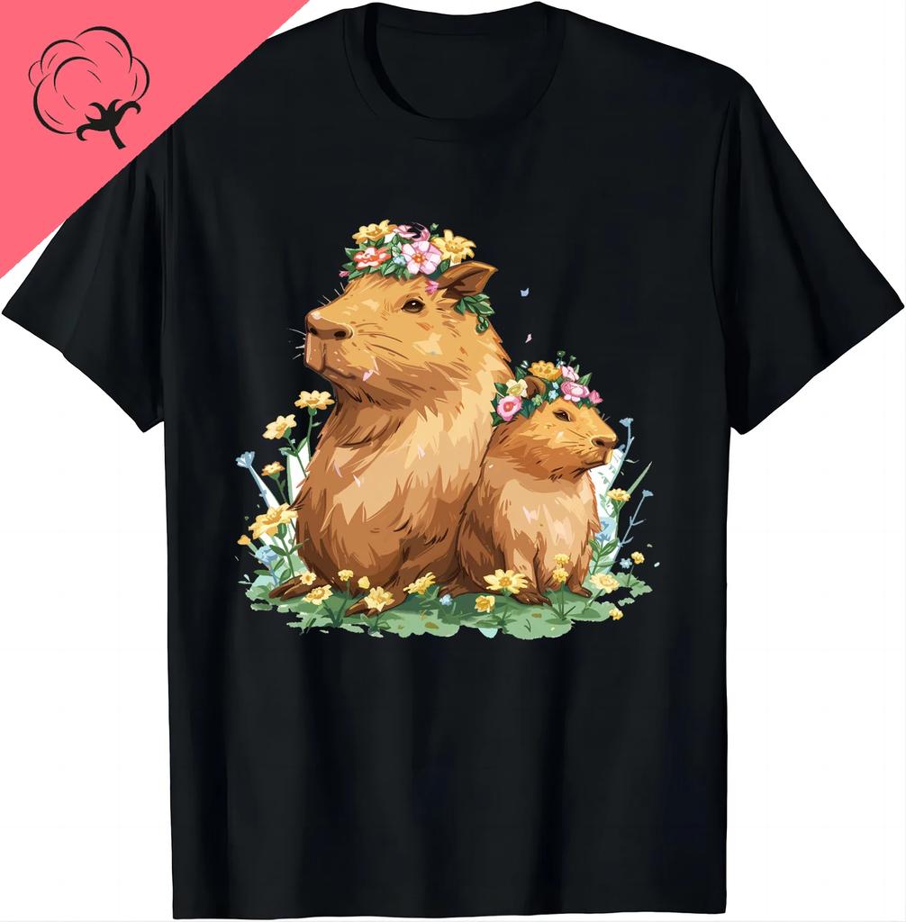 Cute Capybara Garden Tee Perfect for Family Time Tshirt Graphic T Shirts Cotton Women Clothes Tops Kawaii Clothes Ropa Mujer