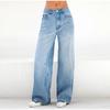 Jeans de Mujer de Cintura Alta, Pierna Ancha Suelta, Largo Hasta el Suelo, Estilo Nuevo, Color Sólido, Ajuste Cómodo, Pantalones Vaqueros Casuales Primavera Otoño 2025