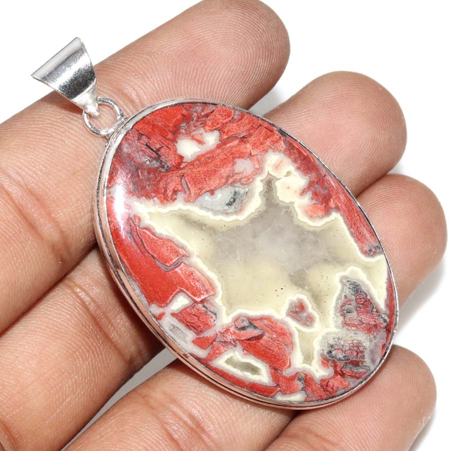 Massive Red Jasper 925 Silver Plated Pendant 50X35" Promise Gift for women P0g47