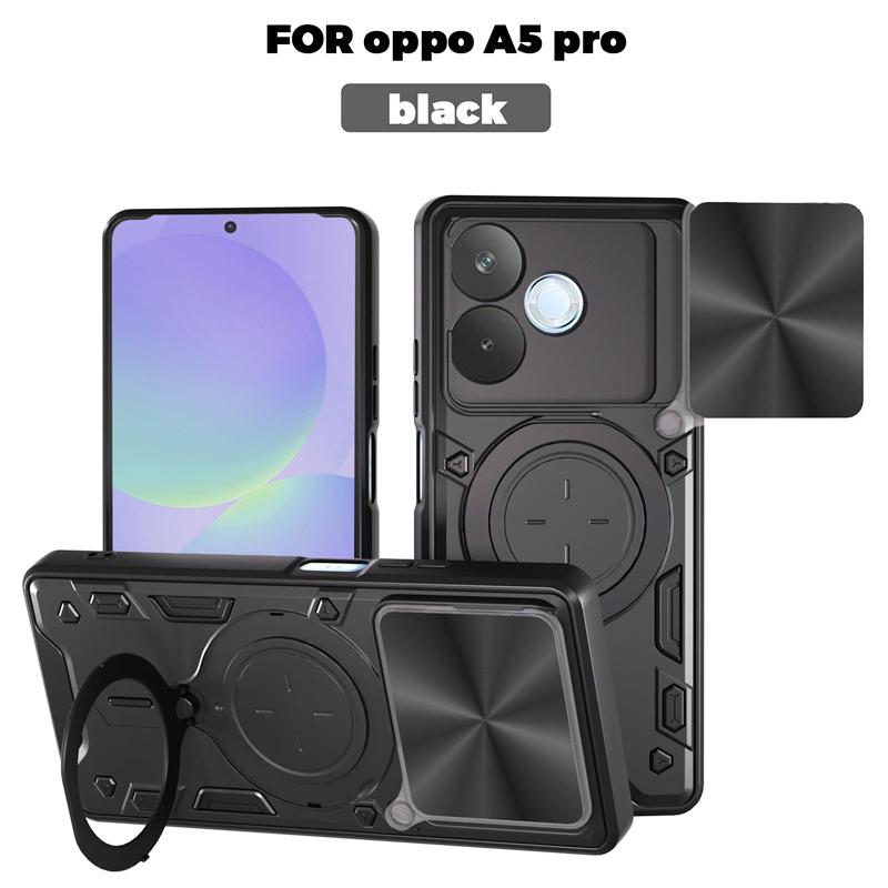 For OPPO A5 Pro 5G Case Slide Lens Protector With Ring Magnetic Holder Back Cover for Oppo Oppo A5Pro 5G Armor Silicone PC Funda