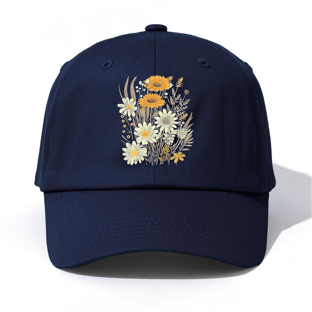 pc Flowers Print Baseball Cap for Adults Minimalist Retro Style Casual Soft Adjustable Dad Hat Perfect As Gift