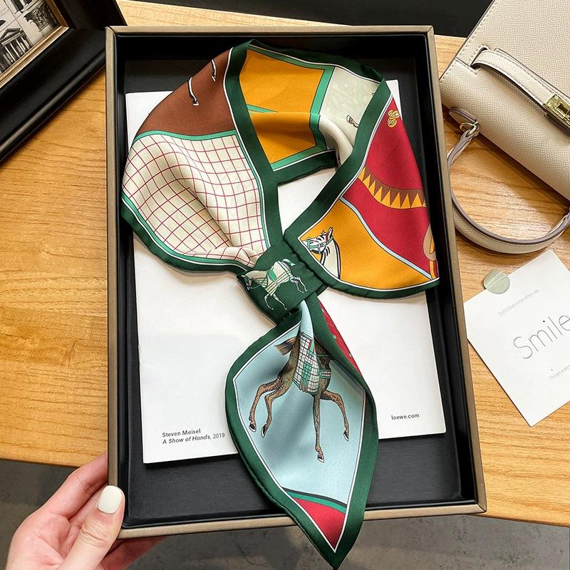 Fashion new cross small silk scarf women's headband Korean version spring, autumn and summer professional scarf small scarf square scarf headband