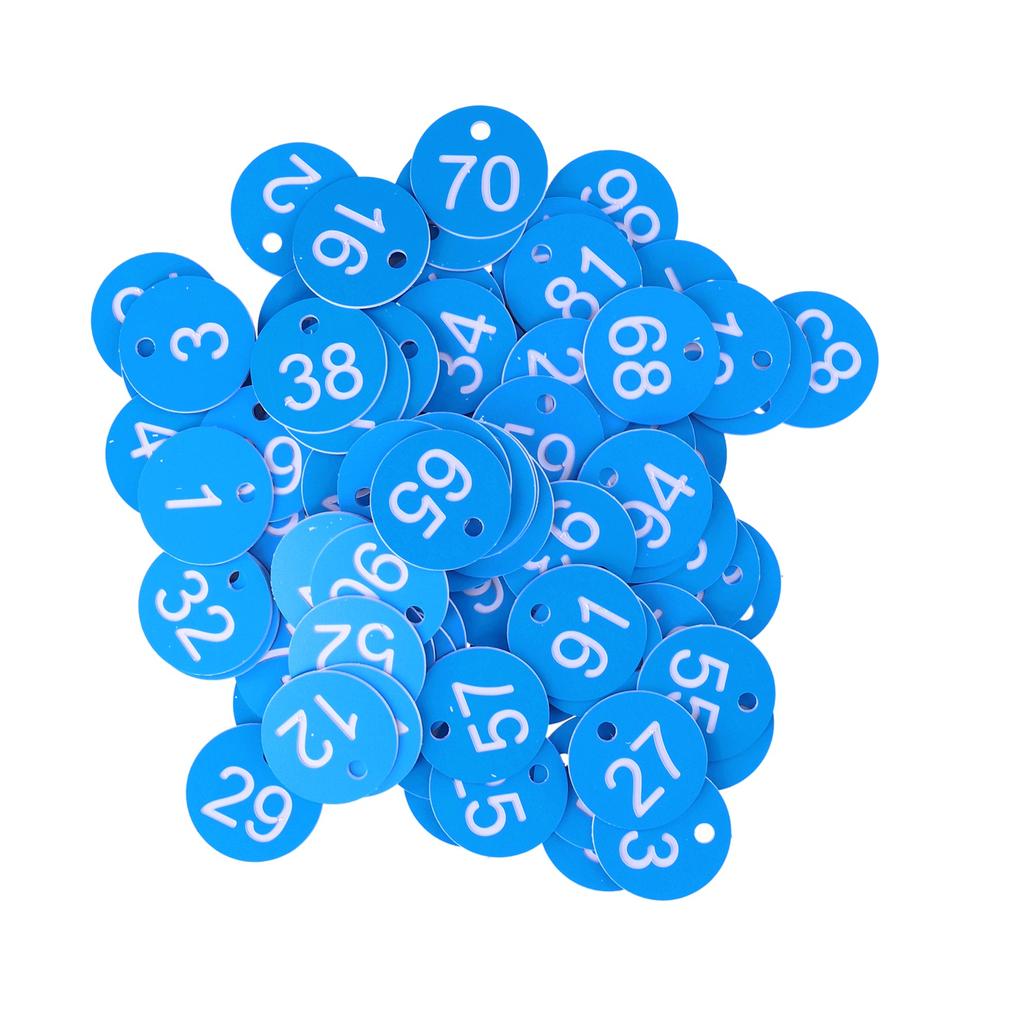 100Pcs Round Number Tag Beehive Sign Marker Labels with Hole Farm Beekeeping Accessory(Blue White )