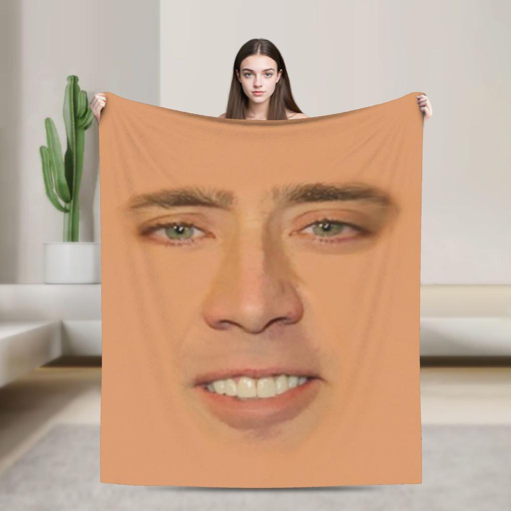 Merry Christmas Nicolas Cage Blankets Flannel Novelty Breathable Throw Blankets for Bed Sofa Autumn/Winter