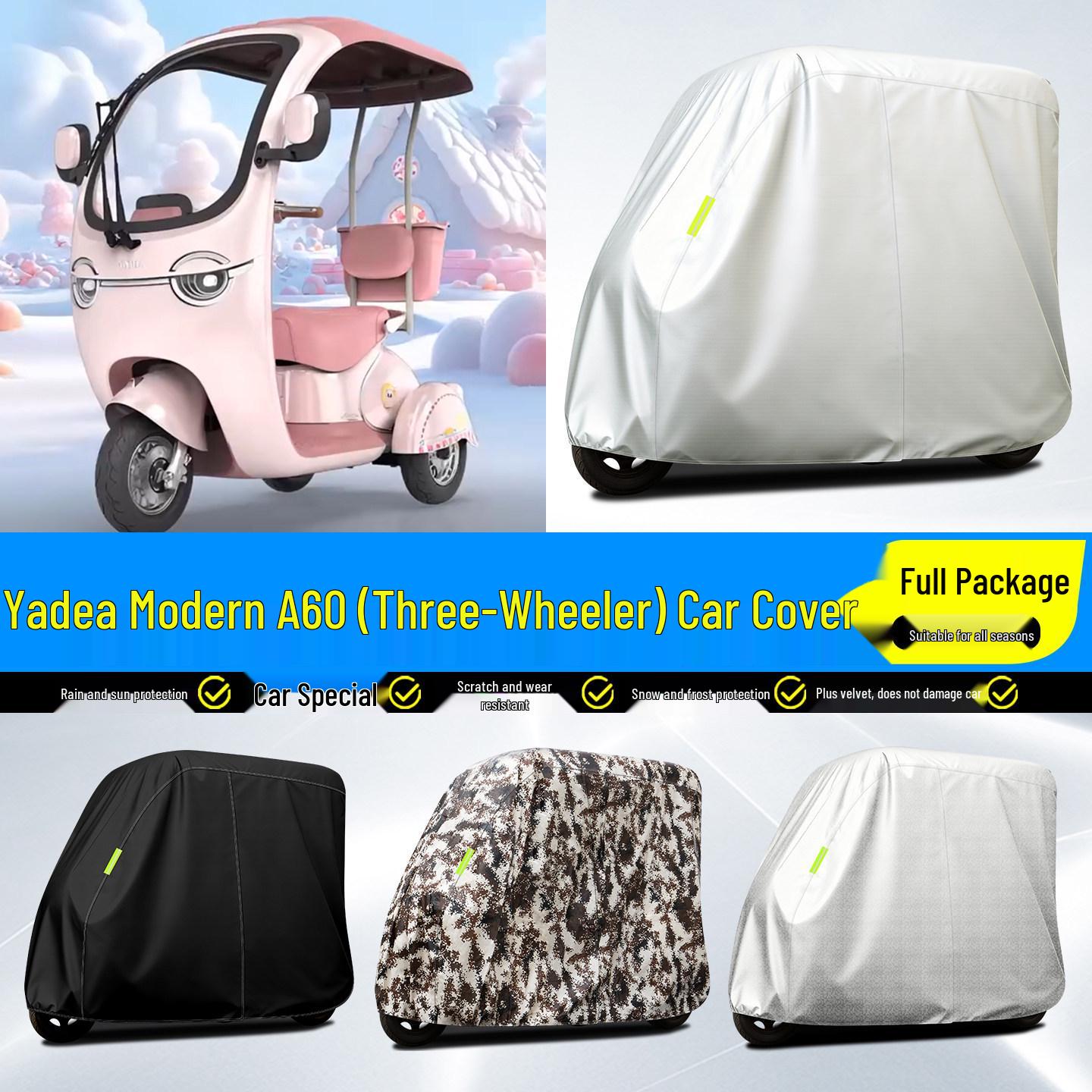 

Yadea Guanneng A60 Electric Tricycle Rain Canopy and Sun Protection Cover. Full Cover - Aluminum Silver Grid