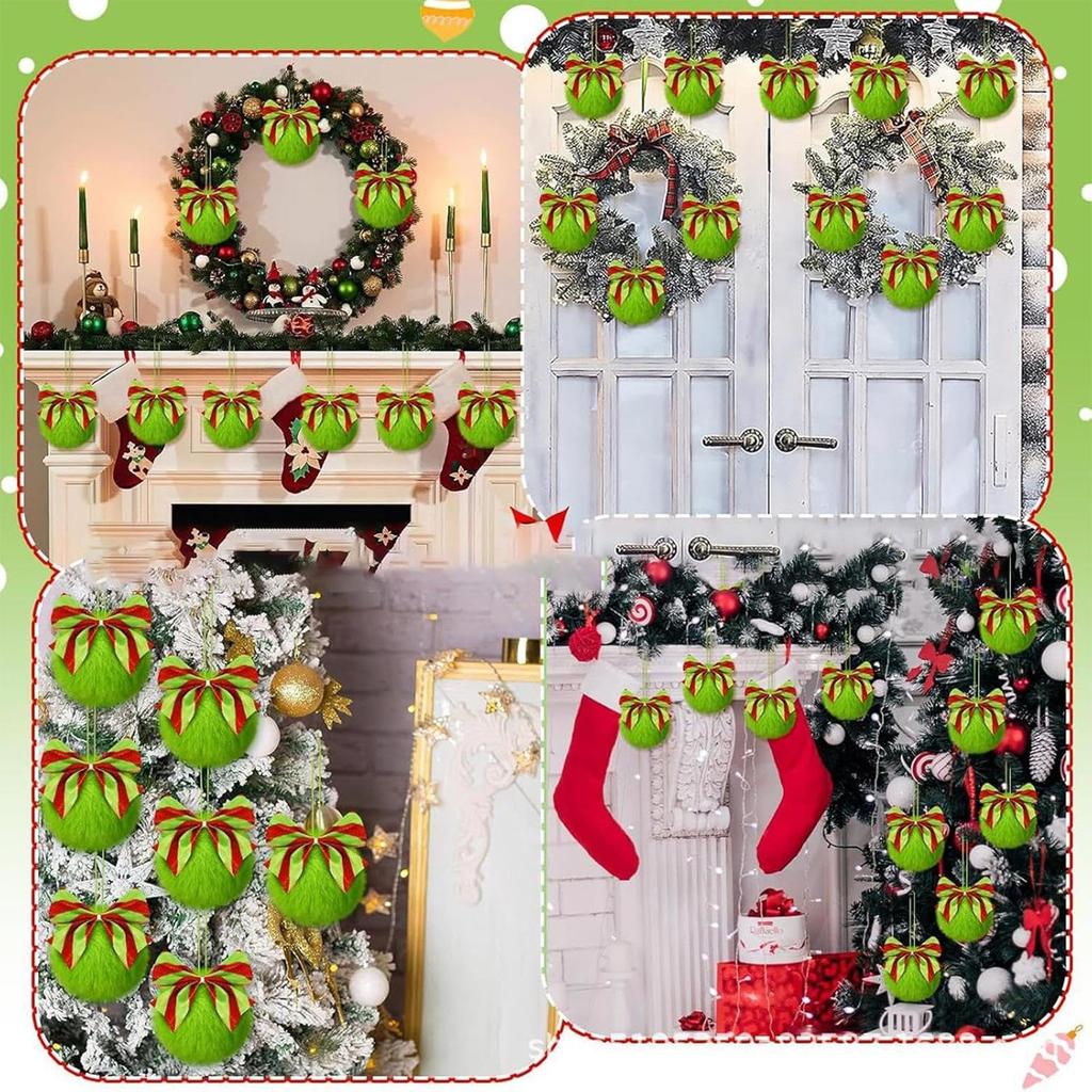 Bowknot Little Plush Ball Christmas Decoration Hanging Plush Ball Festive Atmosphere Display.