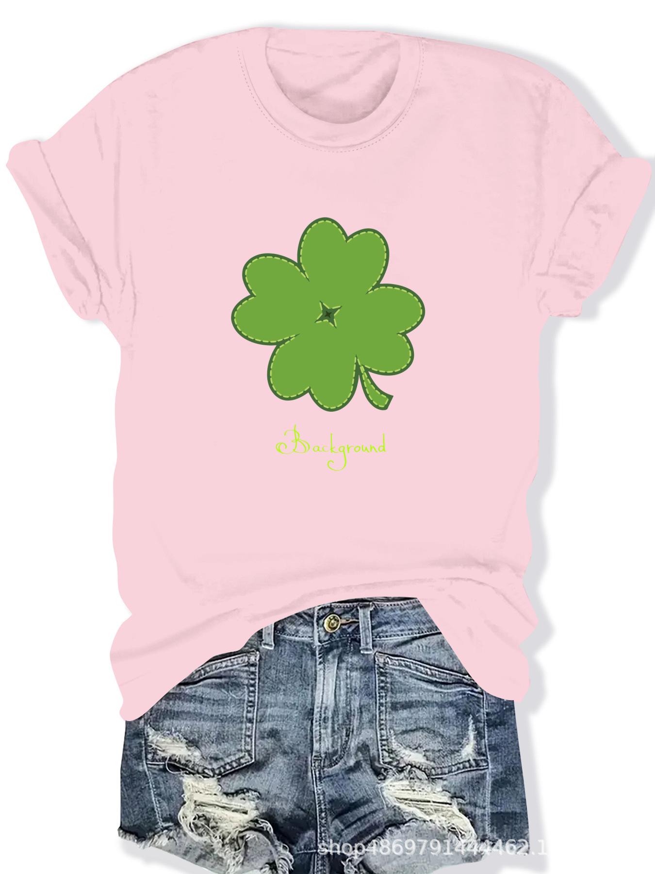 

Women s Cross-Border Fashion Round Neck T-Shirt Medium розовый