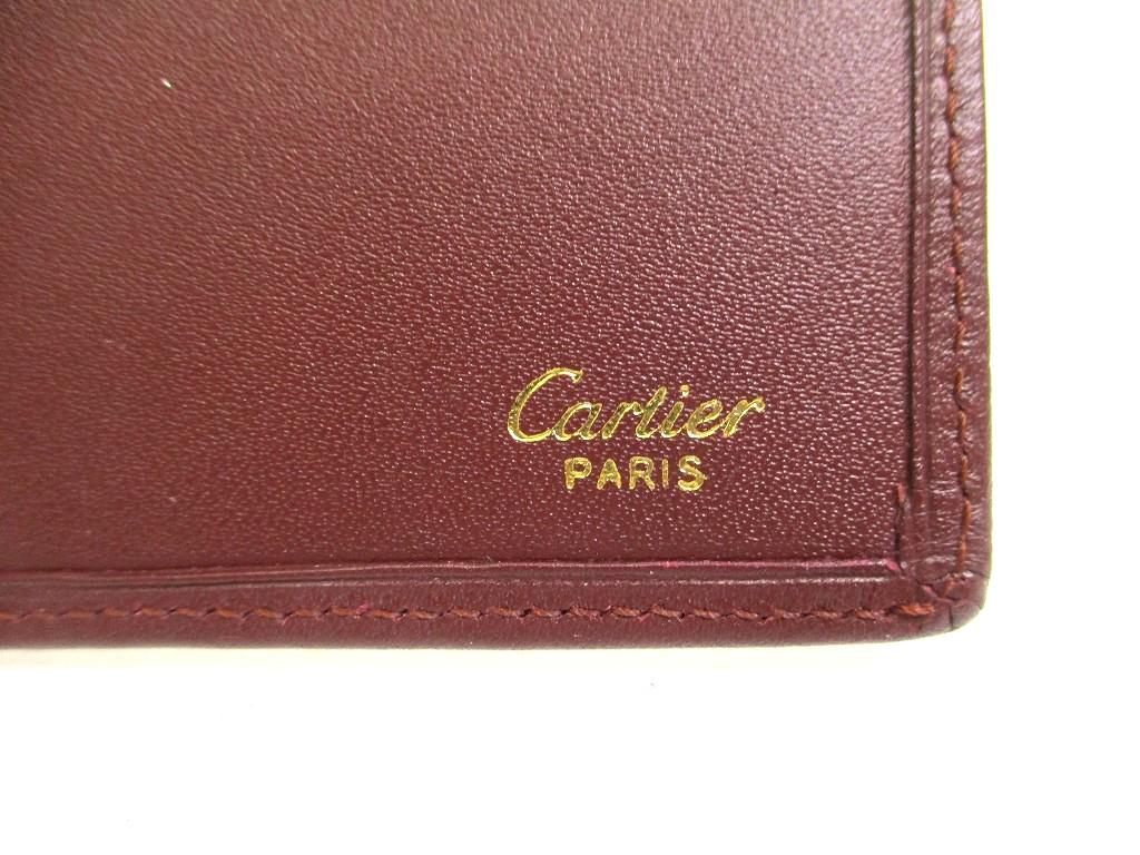 Authentic Cartier Must De Cartier Bordeaux Leather Flap Bill Wallet Checkbook Holder #b244  Open Box