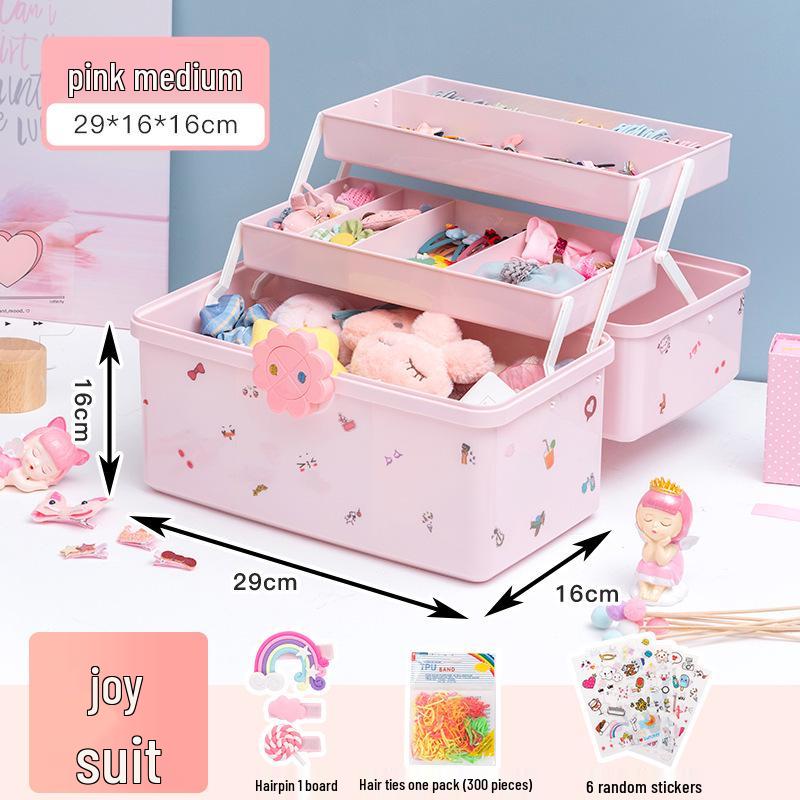 High Capacity Hair Accessories Kit: Elastic Bands, Clips, and Ornaments for Girls with Jewelry Storage Box