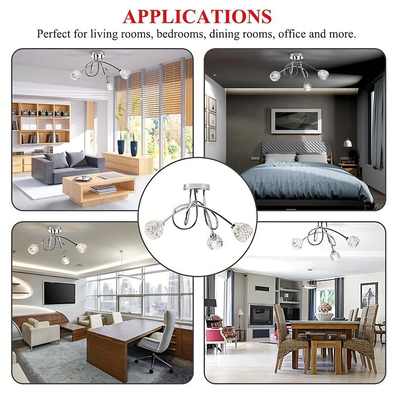 1pc Modern Three Lights Absorber Lamp for Aisle Corridor Balcony Kitchen Glass Shade Semi Flush Mount