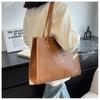 Women's Faux Leather Large Capacity Satchel Bag Korean Style Vintage Single Shoulder Handbag Crossbody Purse