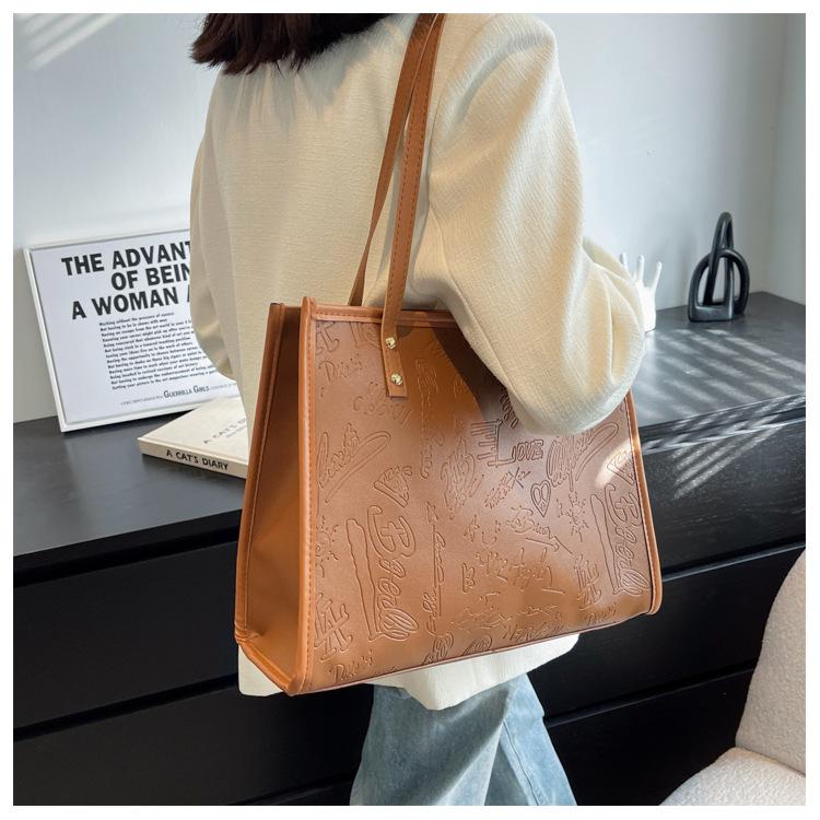 Women's Faux Leather Large Capacity Satchel Bag Korean Style Vintage Single Shoulder Handbag Crossbody Purse