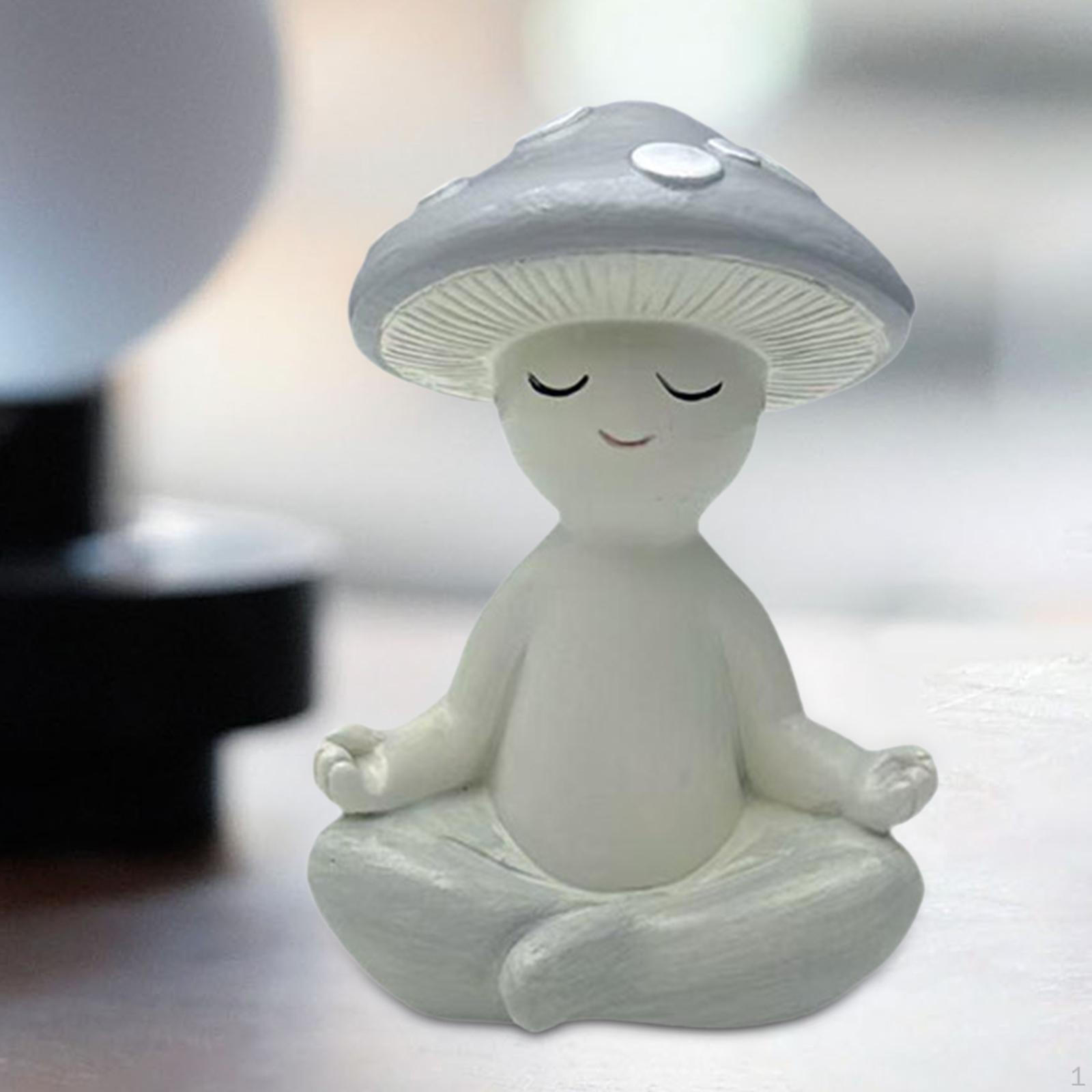 Collection of Meditation Mushroom Statues for Tabletop Display. Creative Decorative Figurine Style A