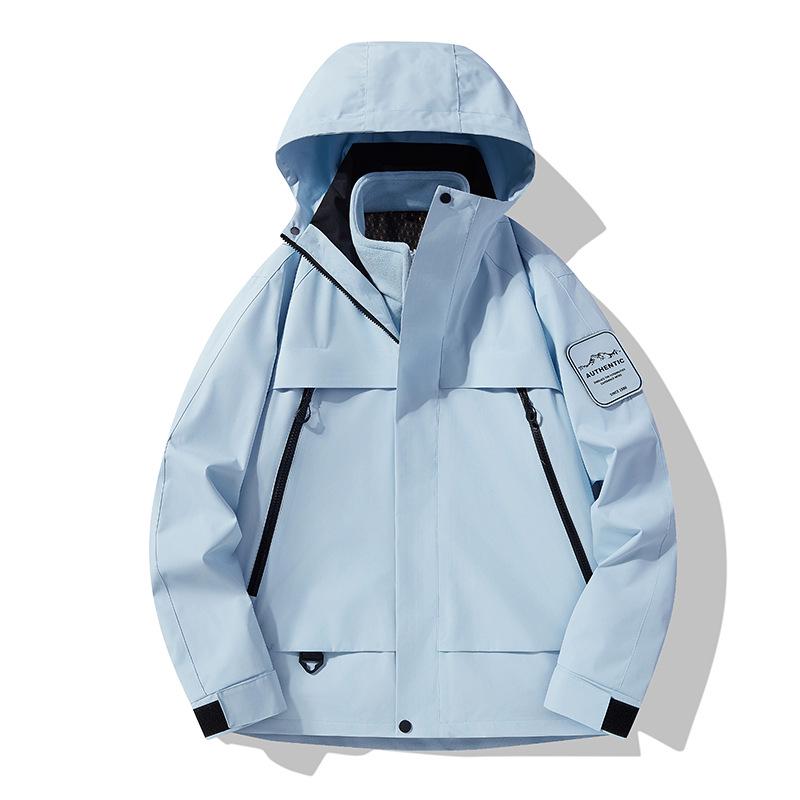 Unisex Mountain Style 3-in-1 Jacket Set: Windproof, Waterproof, Fleece for Autumn/Winter Outdoor Adventure L