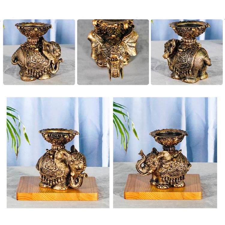 Porta-velas Elefante da Sorte Riqueza Estátua de Resinas Animais Castiçais para Velas Tealight