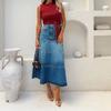 European & American Retro High-Waisted A-Line Denim Maxi Skirt for Women