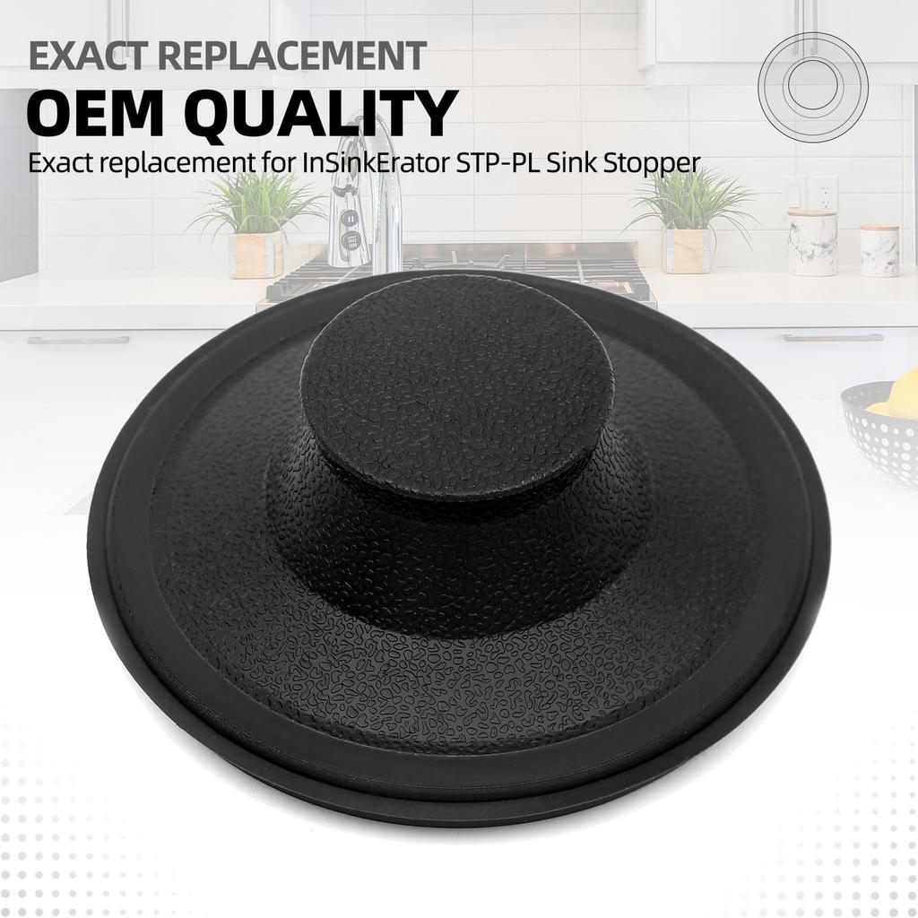 Black Rubber Sink Stopper: Ideal for InSinkErator STPPL Garbage Disposal