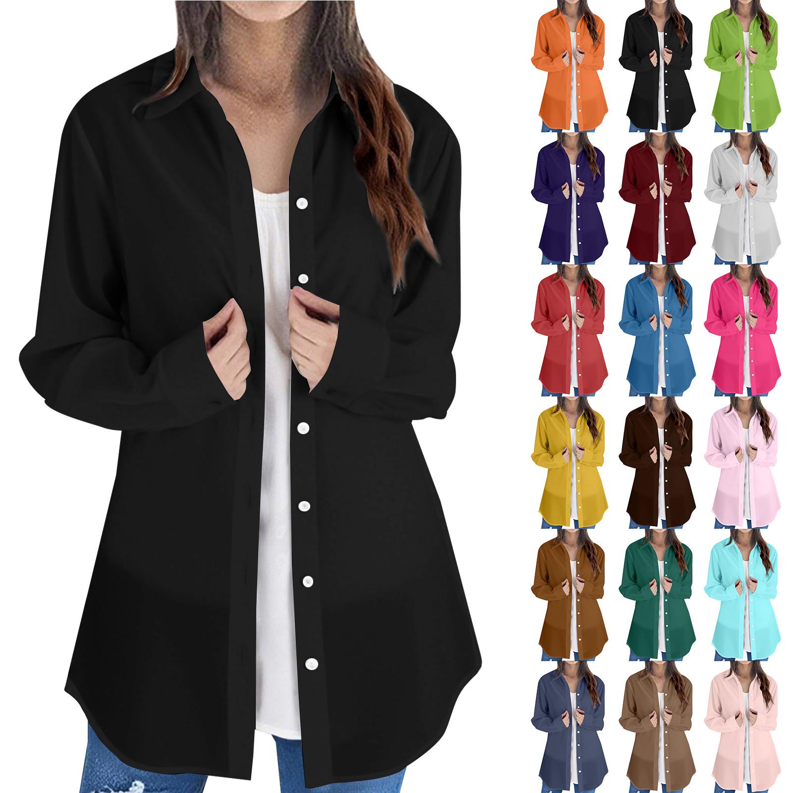 

Женская рубашка с длинным рукавом и застежкой на пуговицы, женская рубашка, свободный повседневный топ M коричневый