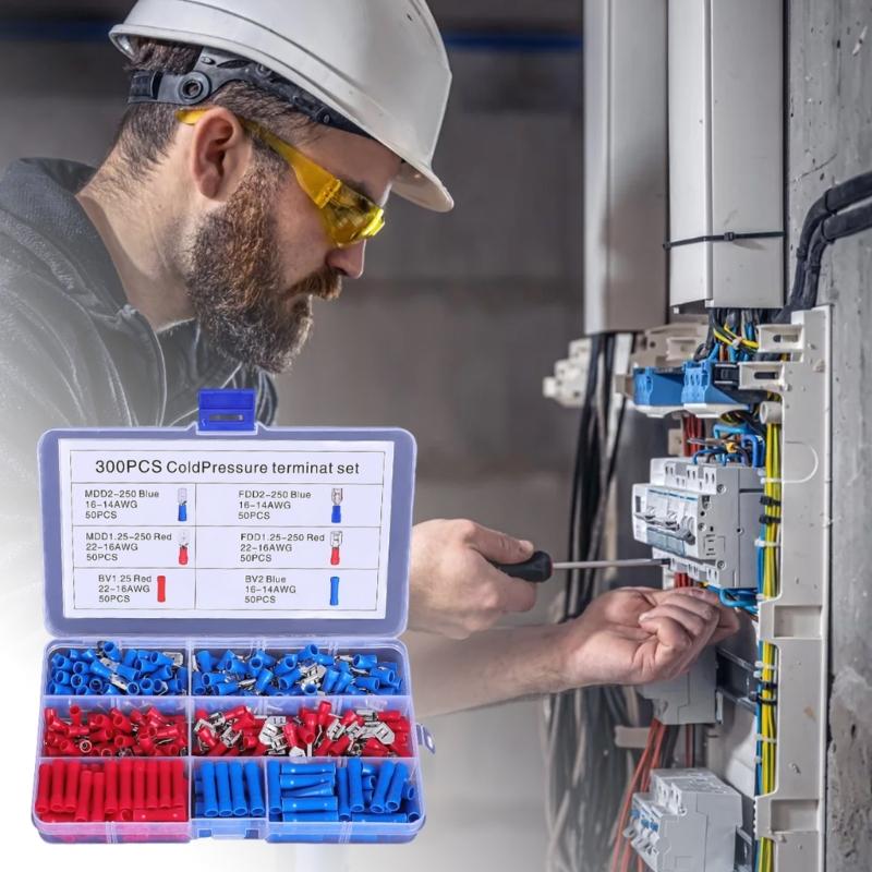 300 Stück Crimp-Steckverbinder Sortiment Set Stecker und Buchse Draht-Gabelverbinder für Elektrische Verkabelung Auto-Sound-Lautsprecher