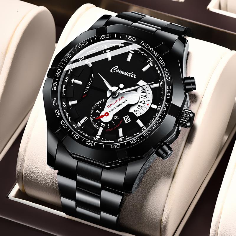 Watch Men s Calendar Waterproof Luminous Large Dial Golden Black Watch for Men Qm Watch Luxury Watch Quartz