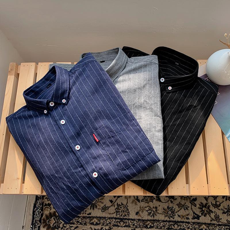 Men's Striped Shirt Men's Long Sleeve Autumn Slim-Fit Shirt