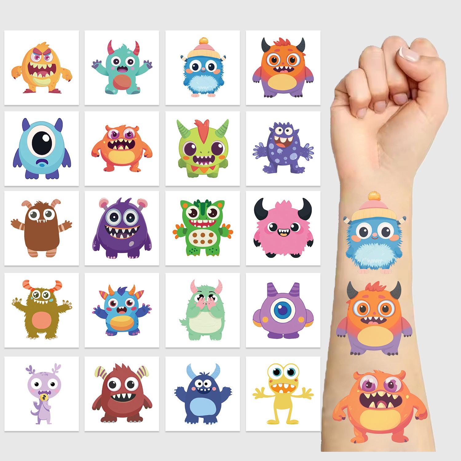 

Мультяшные наклейки-татуировки с монстрами могут быть водонепроницаемыми, подарок для вечеринки, забавные временные наклейки на лицо Little Monster Series (20 sheets/pack)