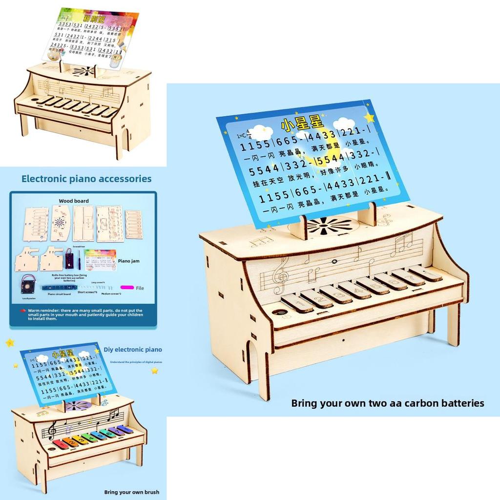 Hand Assembled Wooden Piano Music Box Model Children Puzzle Toy Set For Learning And Development