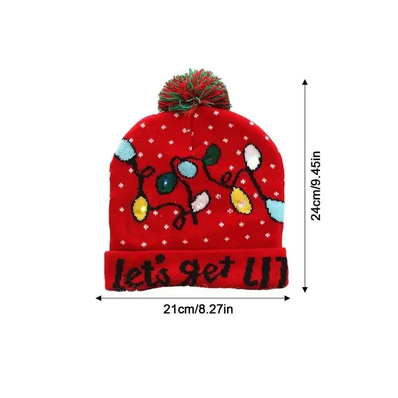 Christmas Hat With Led Light Christmas Light Up Sweater Knitted Beanie Xmas Hat for Adults Kids Christmas Decor Supplies