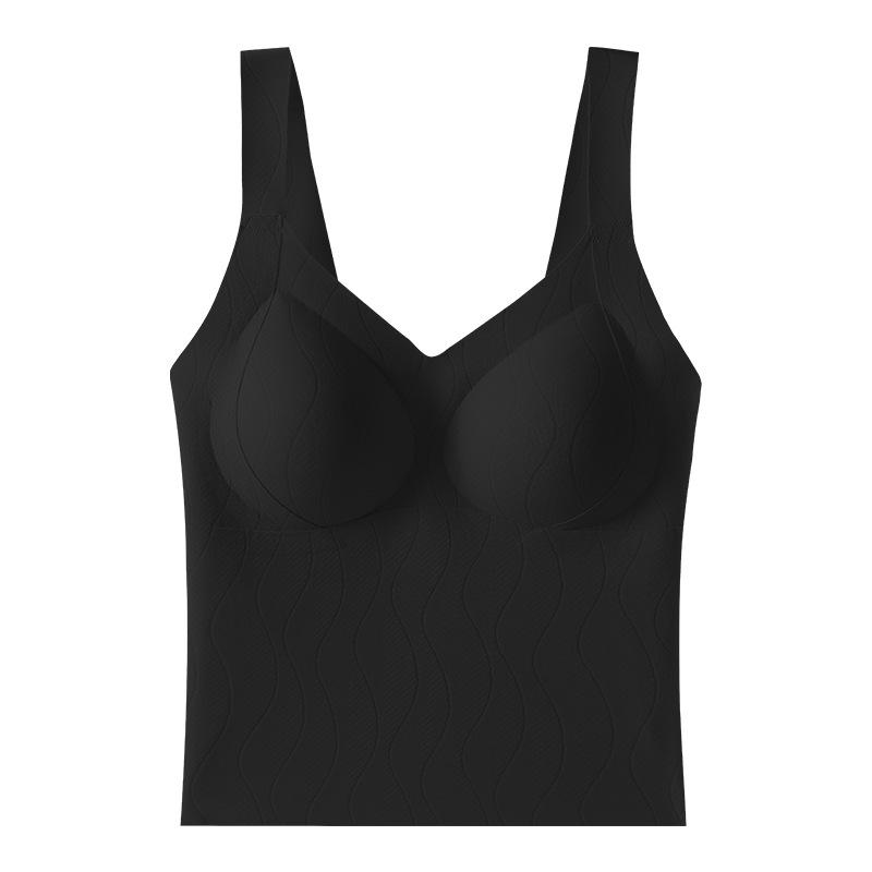 

Wavy Texture V-Neck Long Tank Top Bra M чёрный