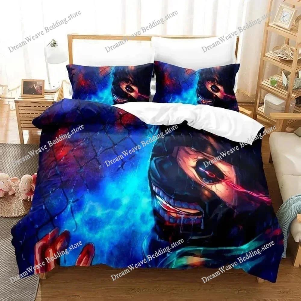 3D Print Anime Bed Sheet Set Tokyo Ghoul Bedding Set Single Twin Full Queen King Size Bed Set Aldult Kid Bedroom Quilt Cover963