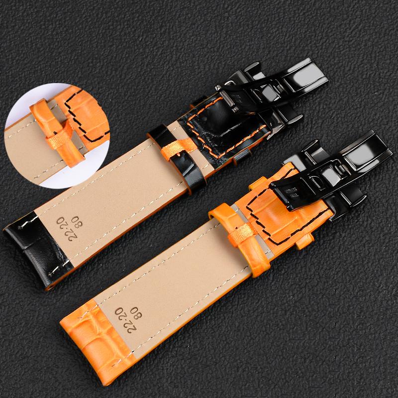 Leather Strap For Mido Helmsman M005 Orange Rudder M005614 m005430A Male Watch Chain with Butterfly Clasp Bracelet 22mm 23mm