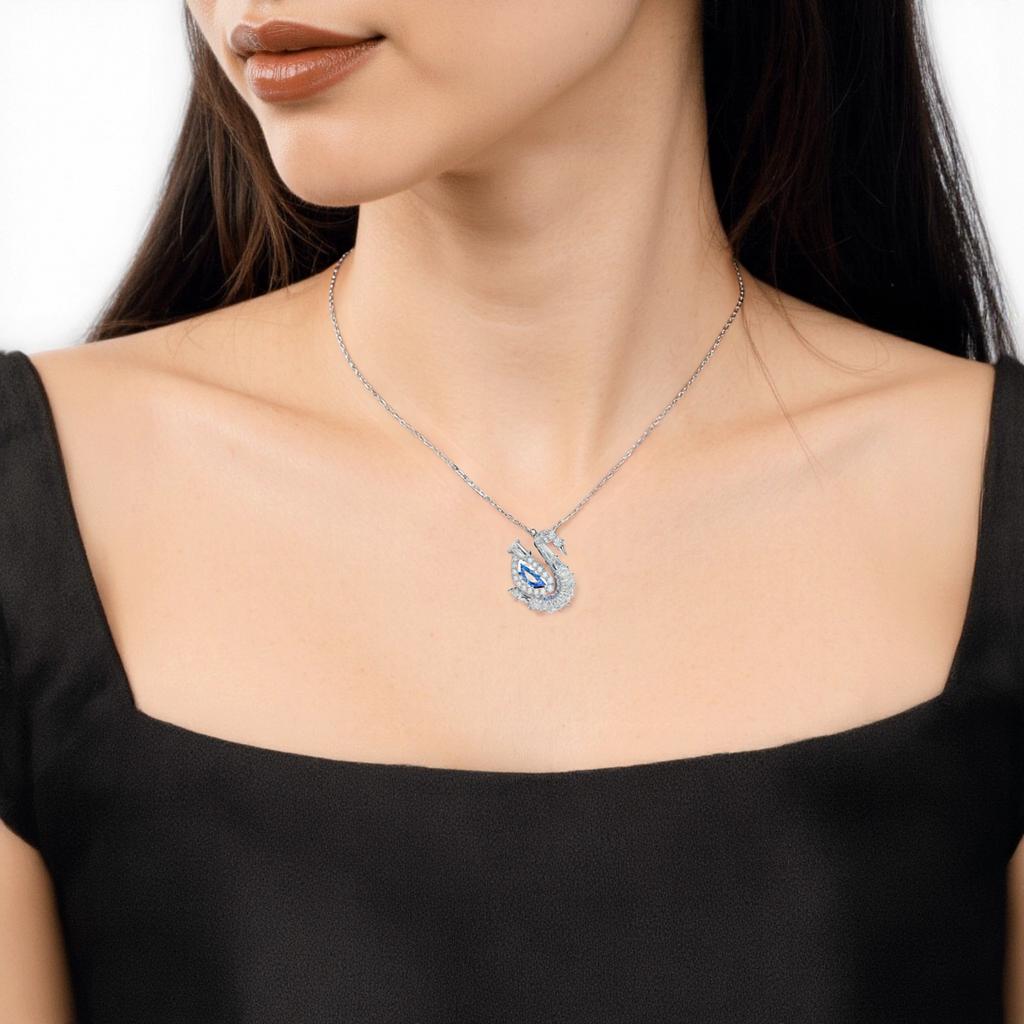 Swarovski Swan Design Diamond Necklace Unisex Necklace Silver 5723389