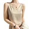 Ice Silk V-Neck Camisole for Women – Loose, Belly-Covering Satin Layer for Spring/Summer