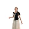 La Chapelle Bow Short-sleeved T-shirt Women's Summer Design Sense Temperament Unique Square Neck Thin Bottoming Shirt