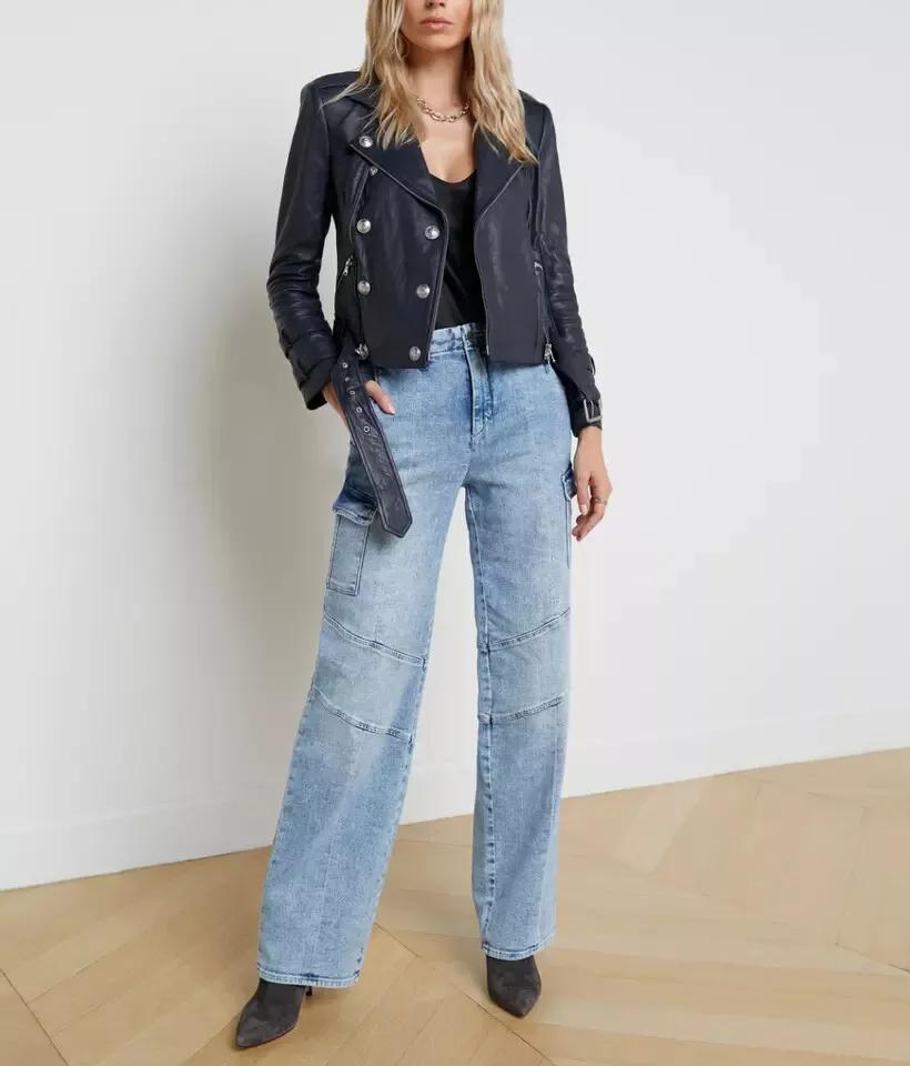 Women Black Jacket Genuine Lambskin Leather Handmade Stylish Biker Motorcycle